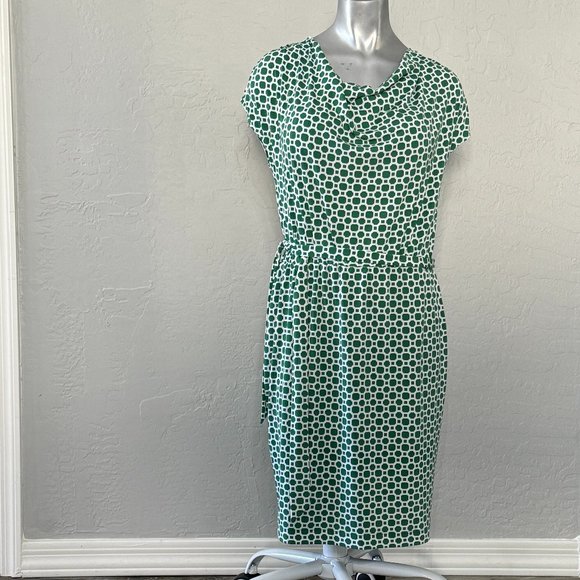 NWT Banana Republic Green Pattern Dress w Belt - Picture 3 of 10